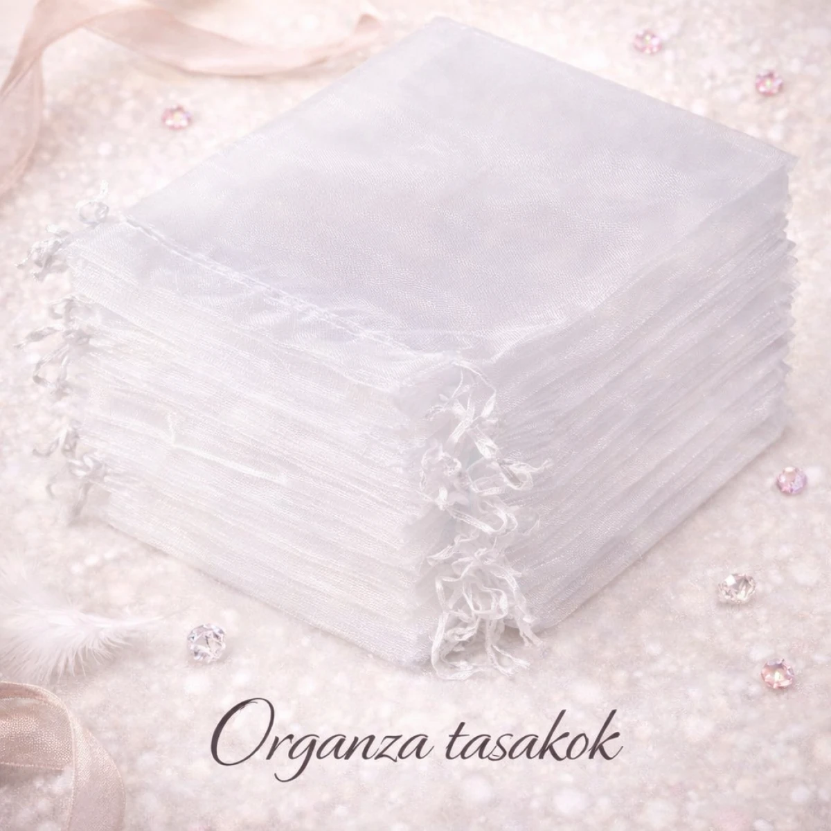 Hófehér Organza Ékszertasak – Charmea